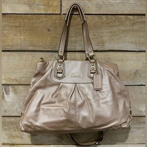 Coach Ashley Metallic Leather Carryall Handbag (F15513)